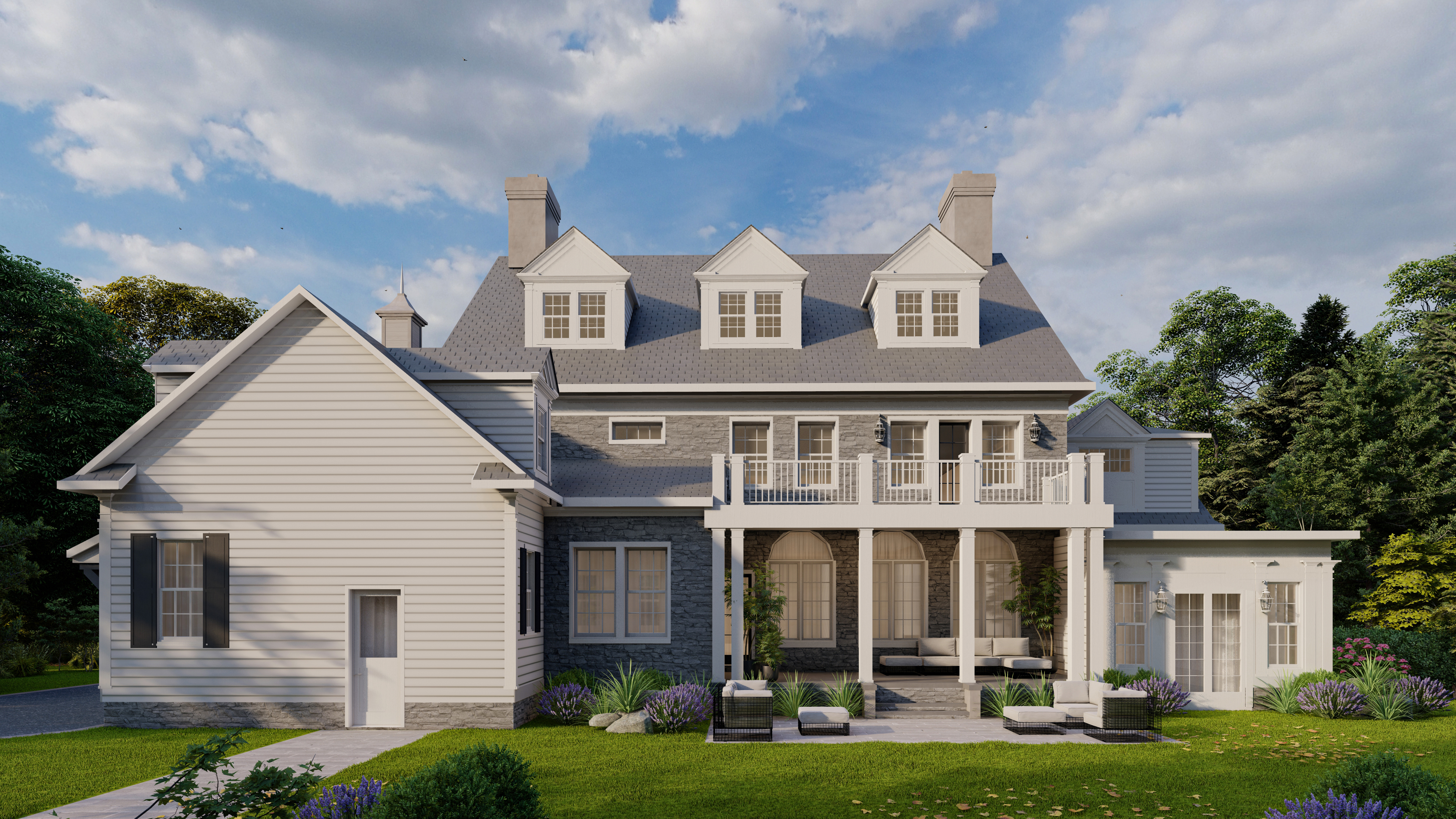 Cypress Custom Home — Rear Elevation with Covered Porch