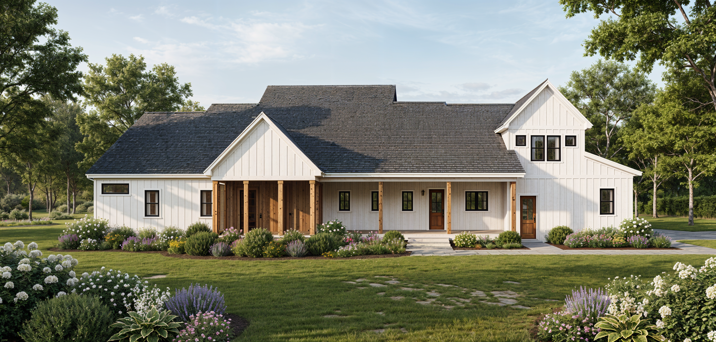 Pine Grove Estate — Front Elevation with Covered Porch