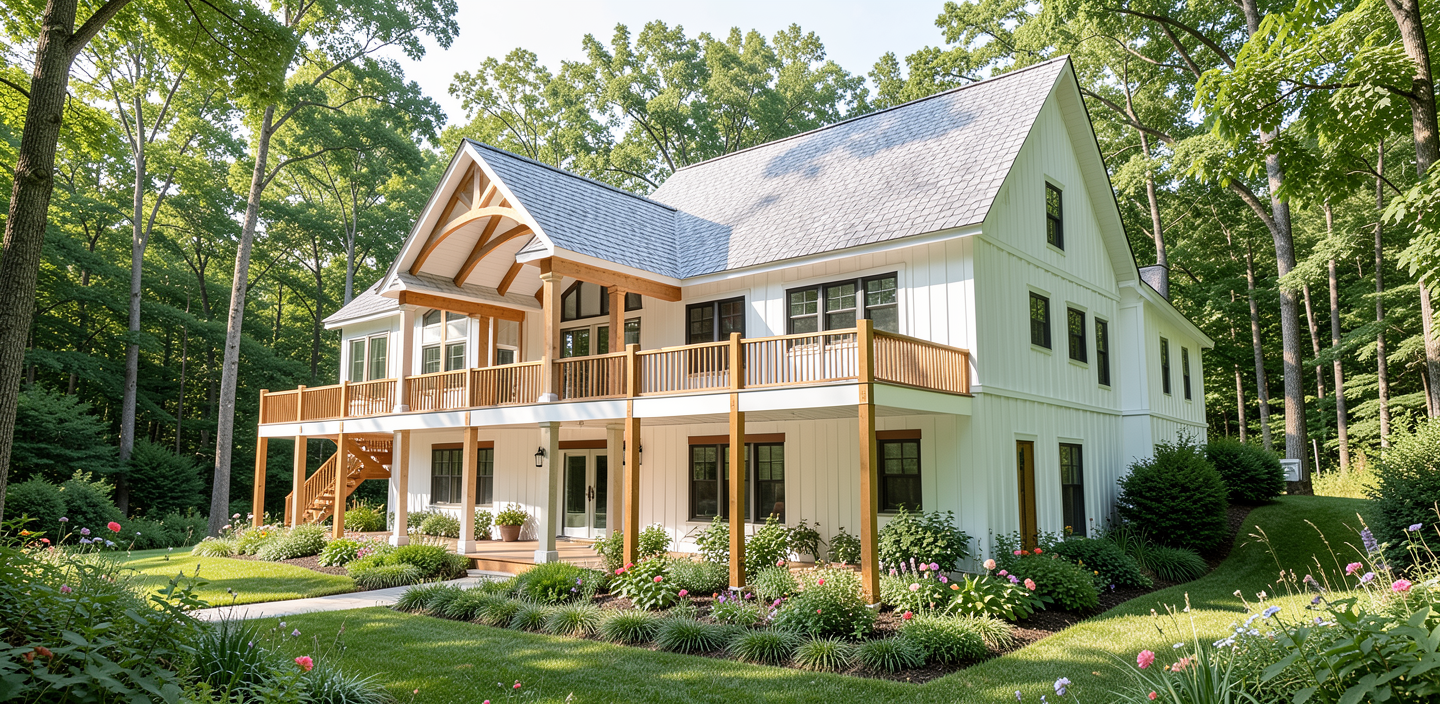 Smith Mountain Lake Residence — Rear Elevation with Walk-Out Basement