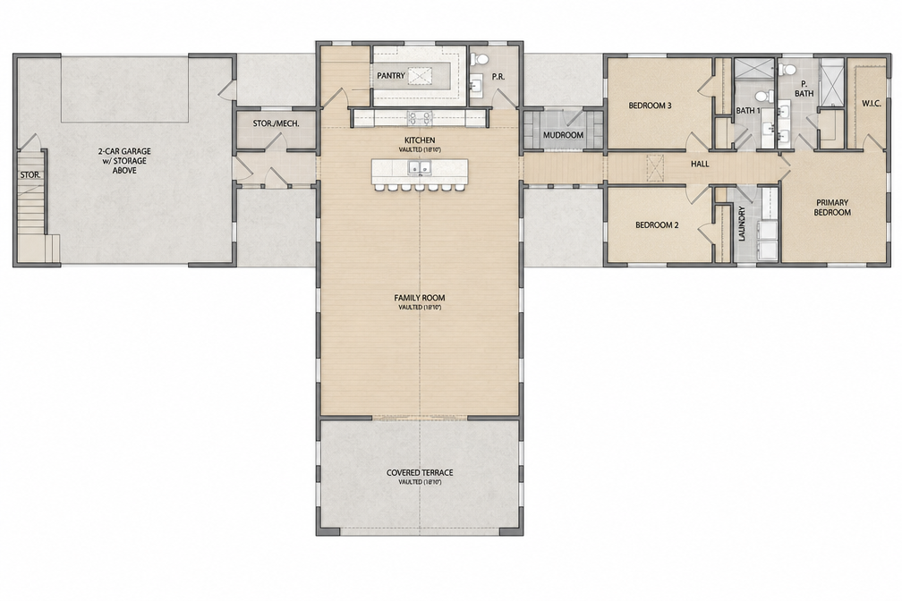 Modern Scandinavian concept — floor plan showing living and sleeping wings